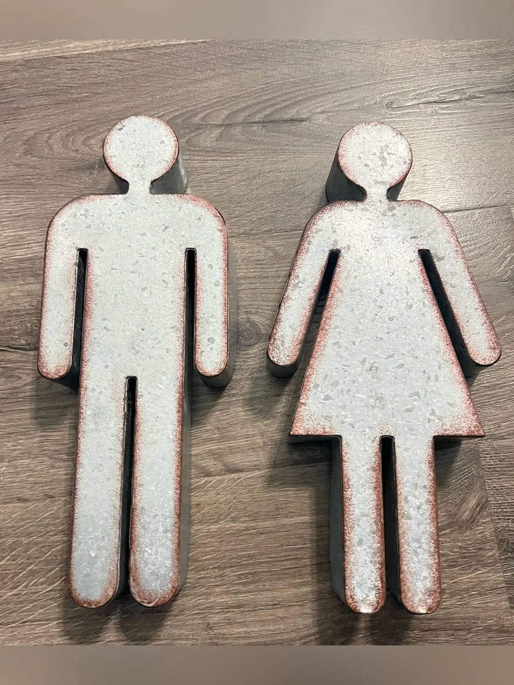 Galvanized Marquee His and Hers Symbols Restaurant Restroom Metal Signs 14”